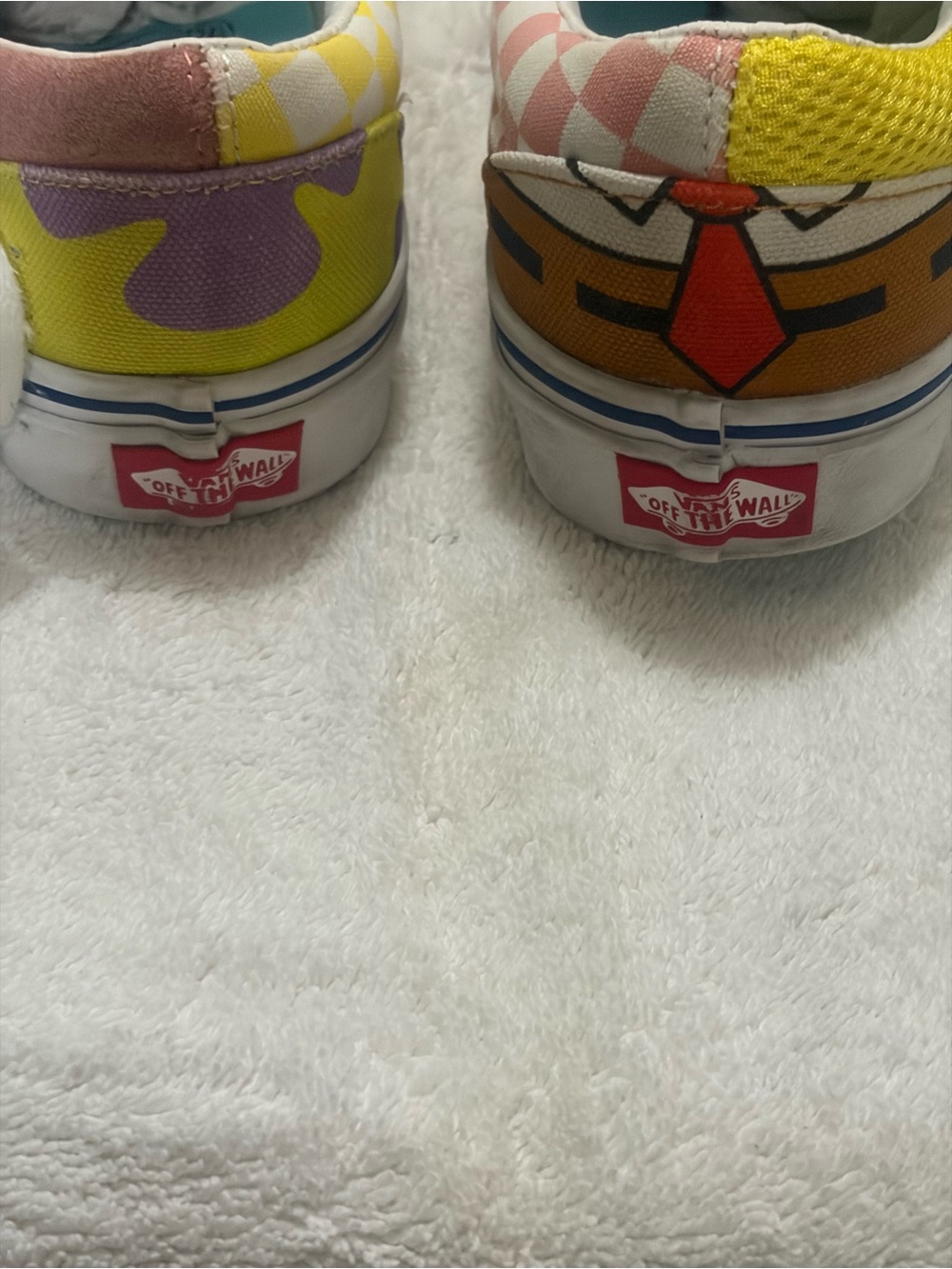Vans Kids Cartoon Slip-On Sneakers in Yellow, Pink & Brown